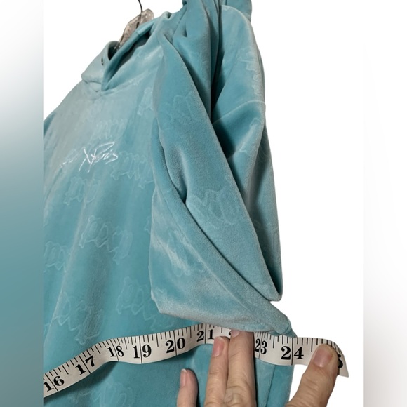 Project X Paris hoodie, light blue/teal velour.  Perfect item. Oversized small. - Picture 7 of 7